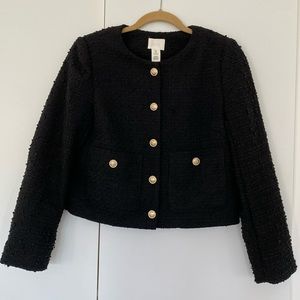H&M lady jacket black boucle fabric with gold buttons